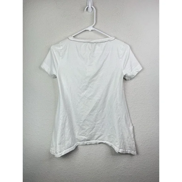Brunello Cucinelli White Monili Beaded Tee Womens S Asymmetrical Luxury Designer
